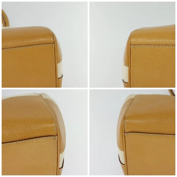 PRADA 2way Hand Bag Canvas Leather Beige Silver Auth - Picture 16 of 16